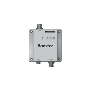 Unication one-way signal booster for improving in-building two-way radio coverage